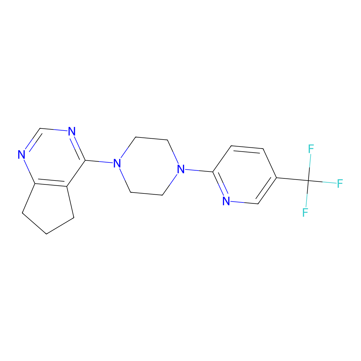 1-{5H,6H,7H-cyclopenta[d]pyrimidin-4-yl}-4-[5-(trifluoromethyl)pyridin-2-yl]piperazine molecular structure, CAS 2329241-89-4