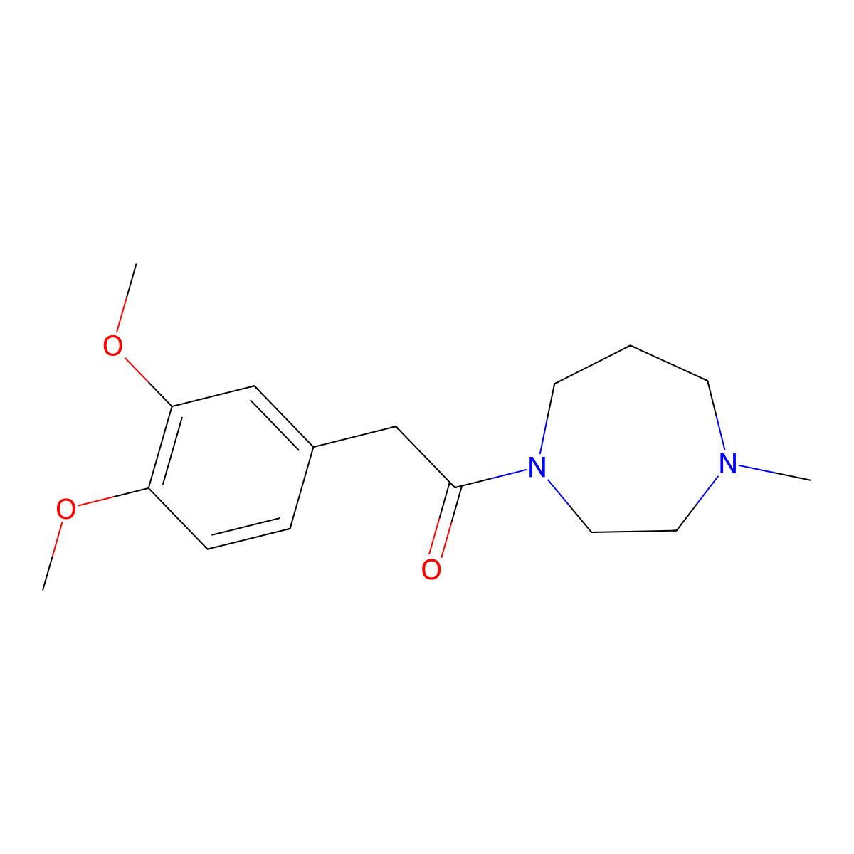 2-(3,4-Dimethoxyphenyl)-1-(4-methyl-1,4-diazepan-1-yl)ethan-1-one molecular structure, CAS 2329243-73-2
