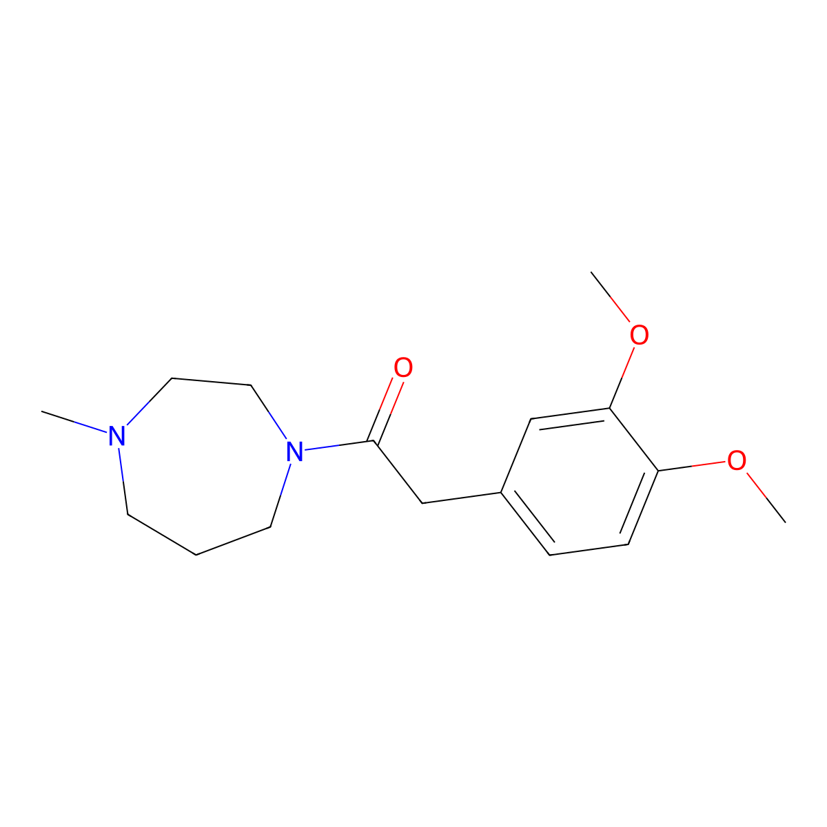 2-(3,4-Dimethoxyphenyl)-1-(4-methyl-1,4-diazepan-1-yl)ethan-1-one molecular structure, CAS 2329243-73-2