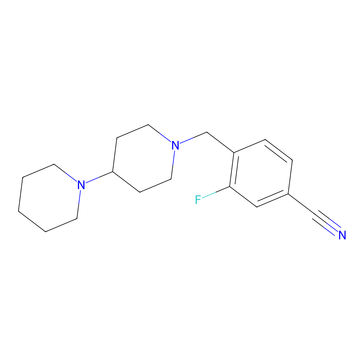4-({[1,4'-Bipiperidine]-1'-yl}methyl)-3-fluorobenzonitrile molecular structure, CAS 2329243-78-7