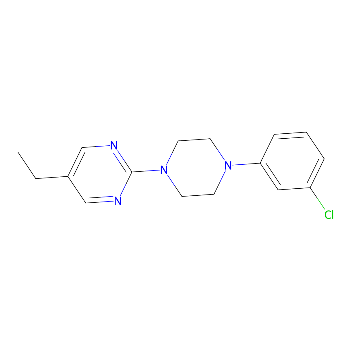 2-[4-(3-Chlorophenyl)piperazin-1-yl]-5-ethylpyrimidine molecular structure, CAS 2329253-93-0