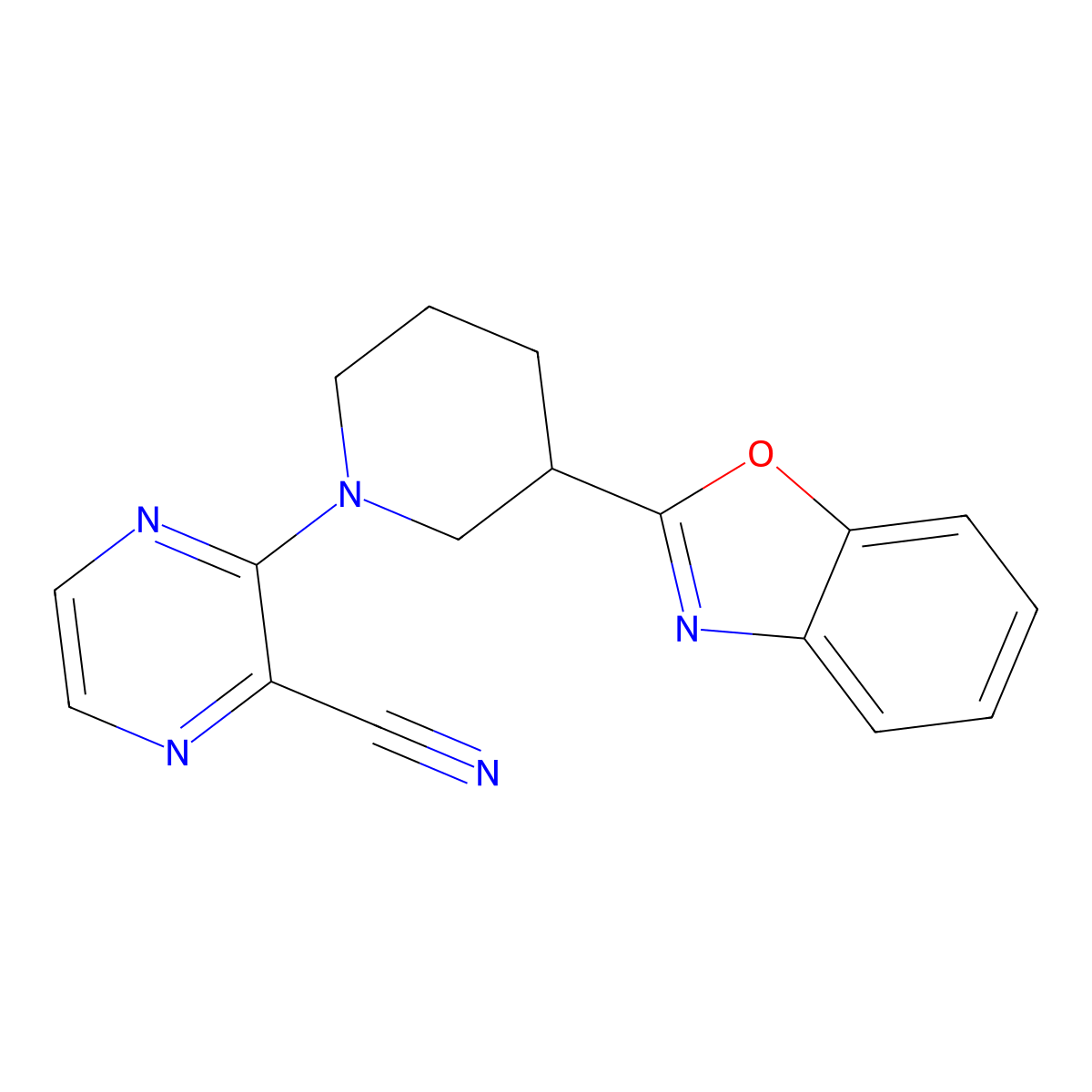 3-[3-(1,3-Benzoxazol-2-yl)piperidin-1-yl]pyrazine-2-carbonitrile molecular structure, CAS 2329257-26-1