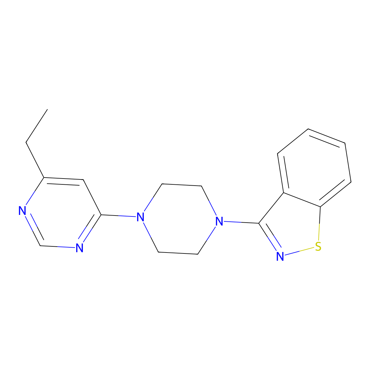 3-[4-(6-Ethylpyrimidin-4-yl)piperazin-1-yl]-1,2-benzothiazole molecular structure, CAS 2329258-07-1