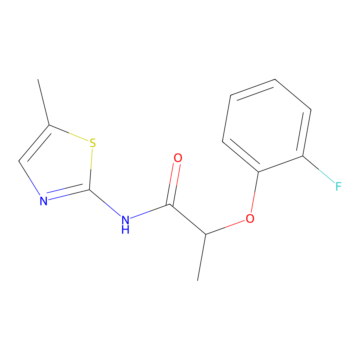2-(2-fluorophenoxy)-N-(5-methyl-1,3-thiazol-2-yl)propanamide molecular structure, CAS 2329258-86-6