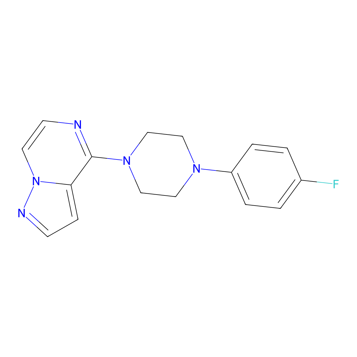 1-(4-Fluorophenyl)-4-{pyrazolo[1,5-a]pyrazin-4-yl}piperazine molecular structure, CAS 2329262-54-4