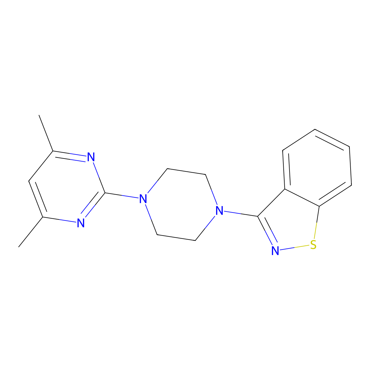 3-[4-(4,6-Dimethylpyrimidin-2-yl)piperazin-1-yl]-1,2-benzothiazole molecular structure, CAS 2329262-84-0