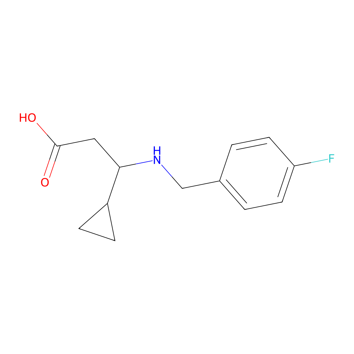 3-Cyclopropyl-3-{[(4-fluorophenyl)methyl]amino}propanoic acid molecular structure, CAS 2329264-92-6