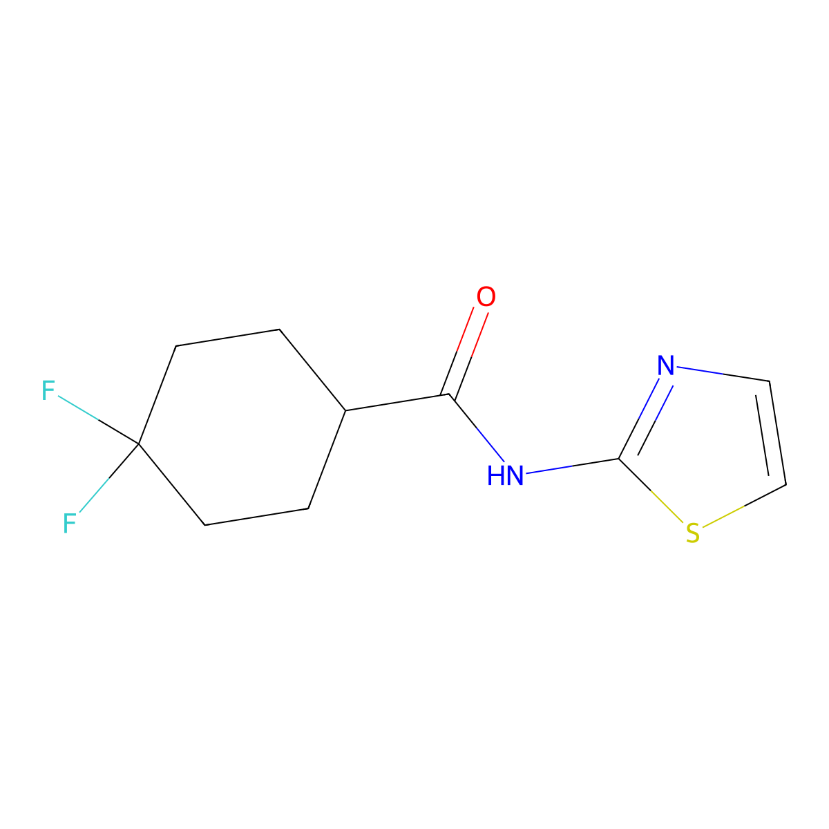 4,4-difluoro-N-(1,3-thiazol-2-yl)cyclohexane-1-carboxamide molecular structure, CAS 2329278-33-1