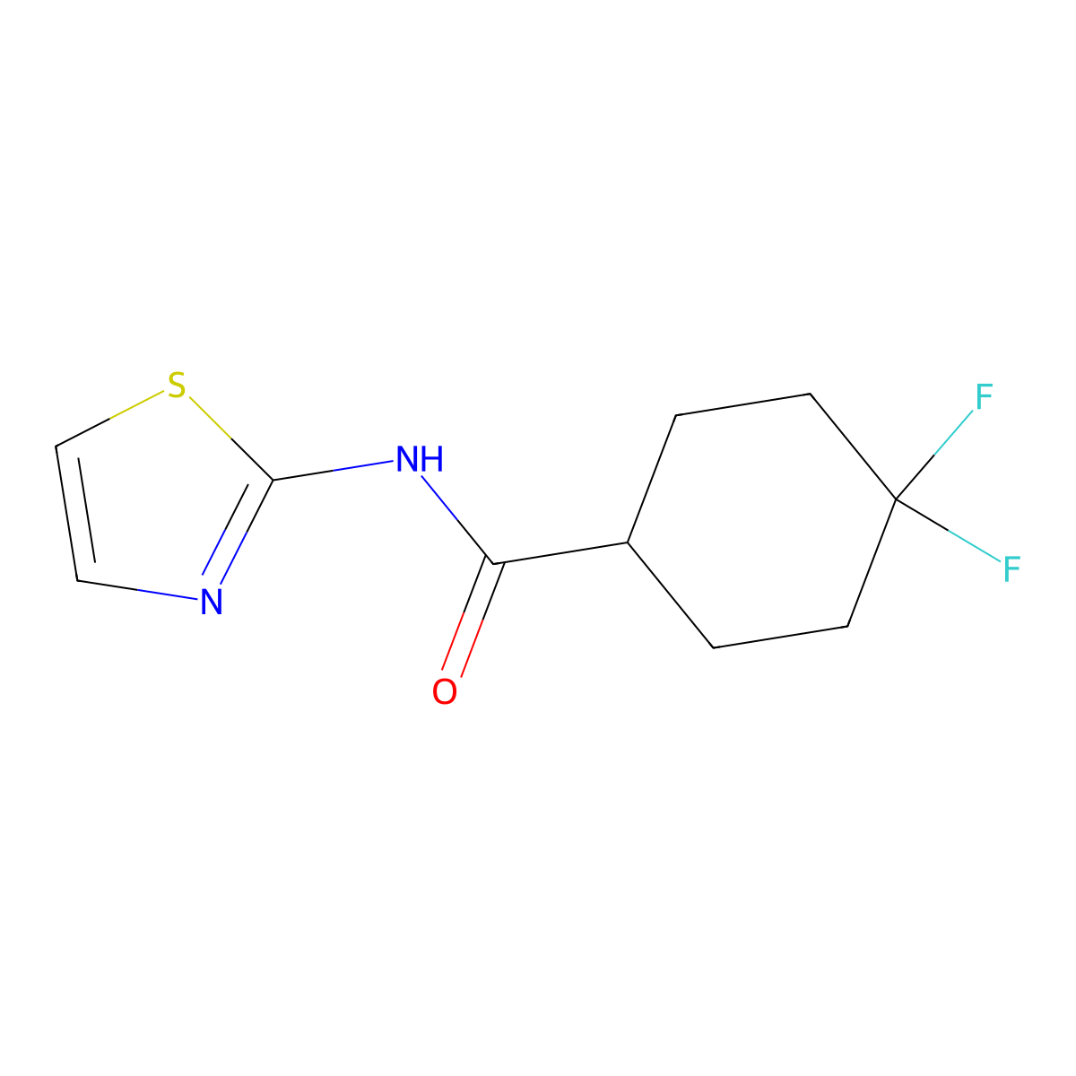 4,4-difluoro-N-(1,3-thiazol-2-yl)cyclohexane-1-carboxamide molecular structure, CAS 2329278-33-1