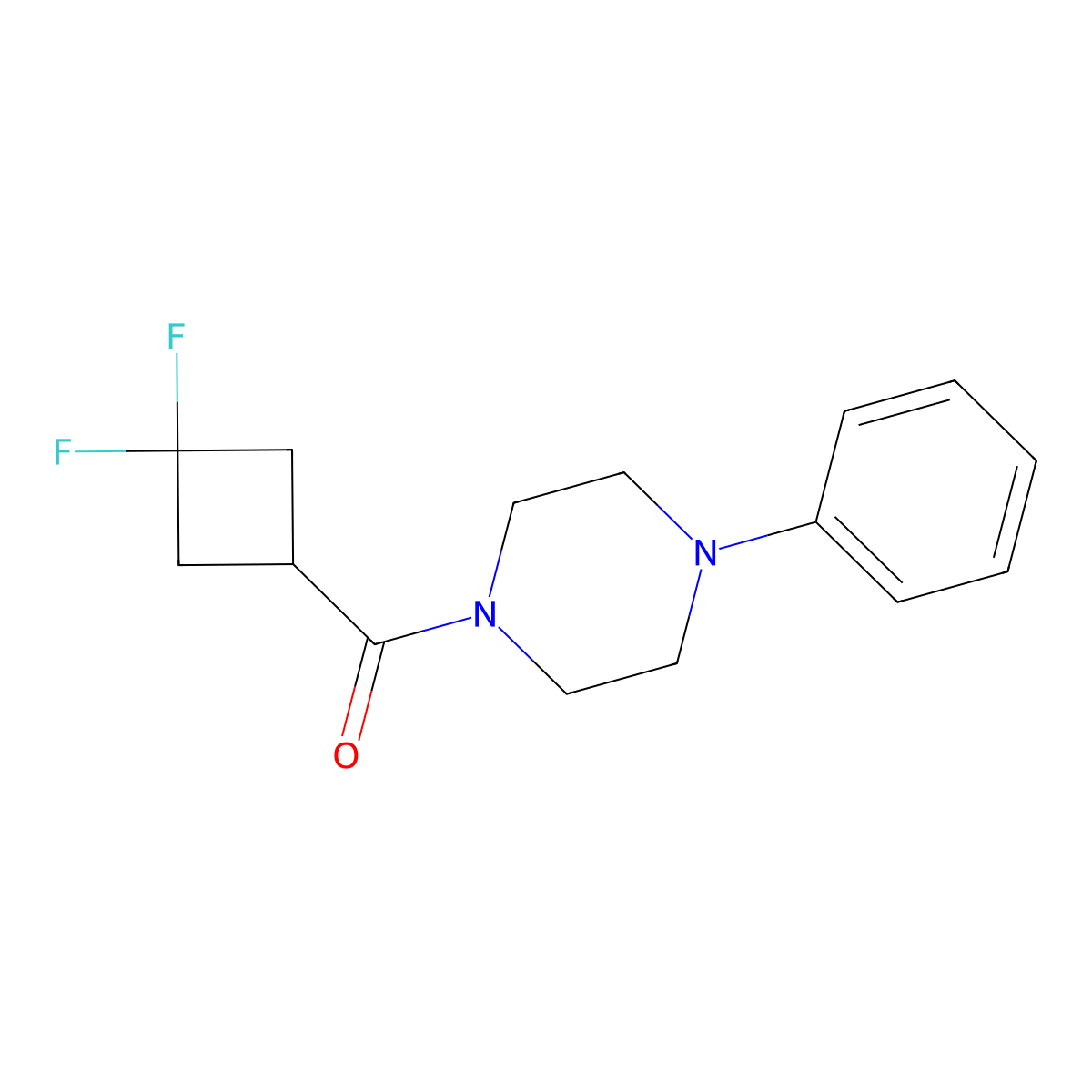 1-(3,3-Difluorocyclobutanecarbonyl)-4-phenylpiperazine molecular structure, CAS 2329282-31-5