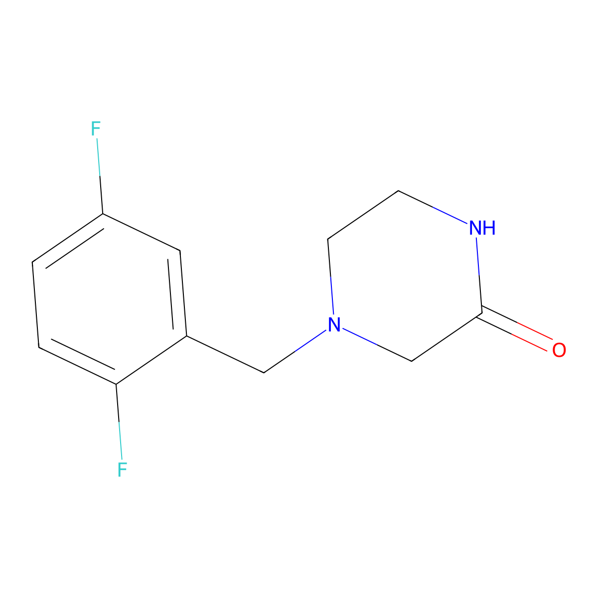 4-[(2,5-Difluorophenyl)methyl]piperazin-2-one molecular structure, CAS 2329284-95-7
