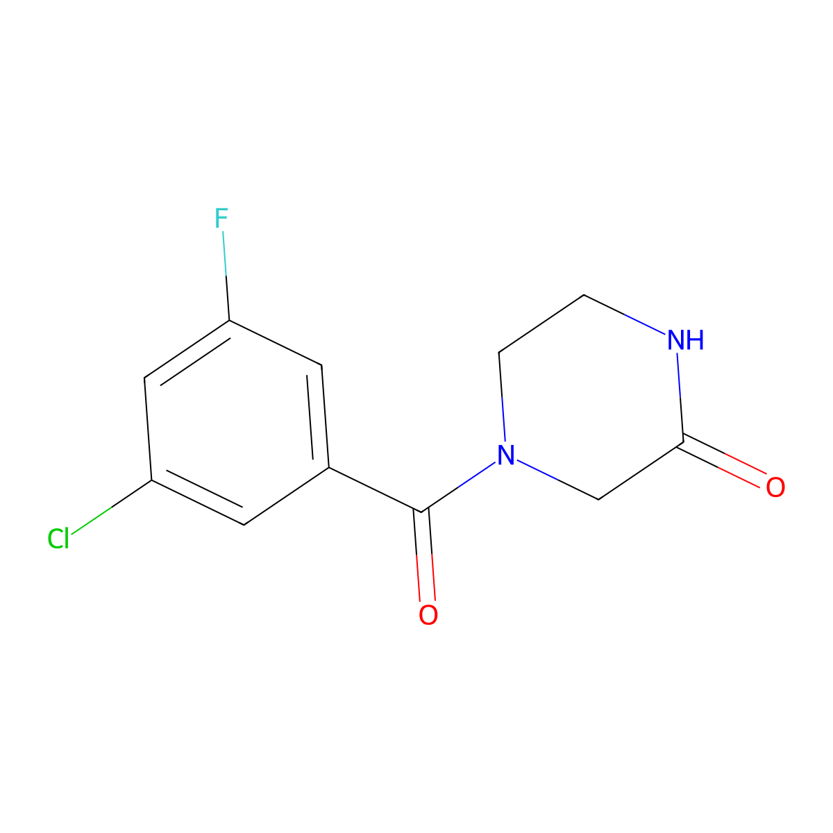 4-(3-Chloro-5-fluorobenzoyl)piperazin-2-one molecular structure, CAS 2329286-22-6