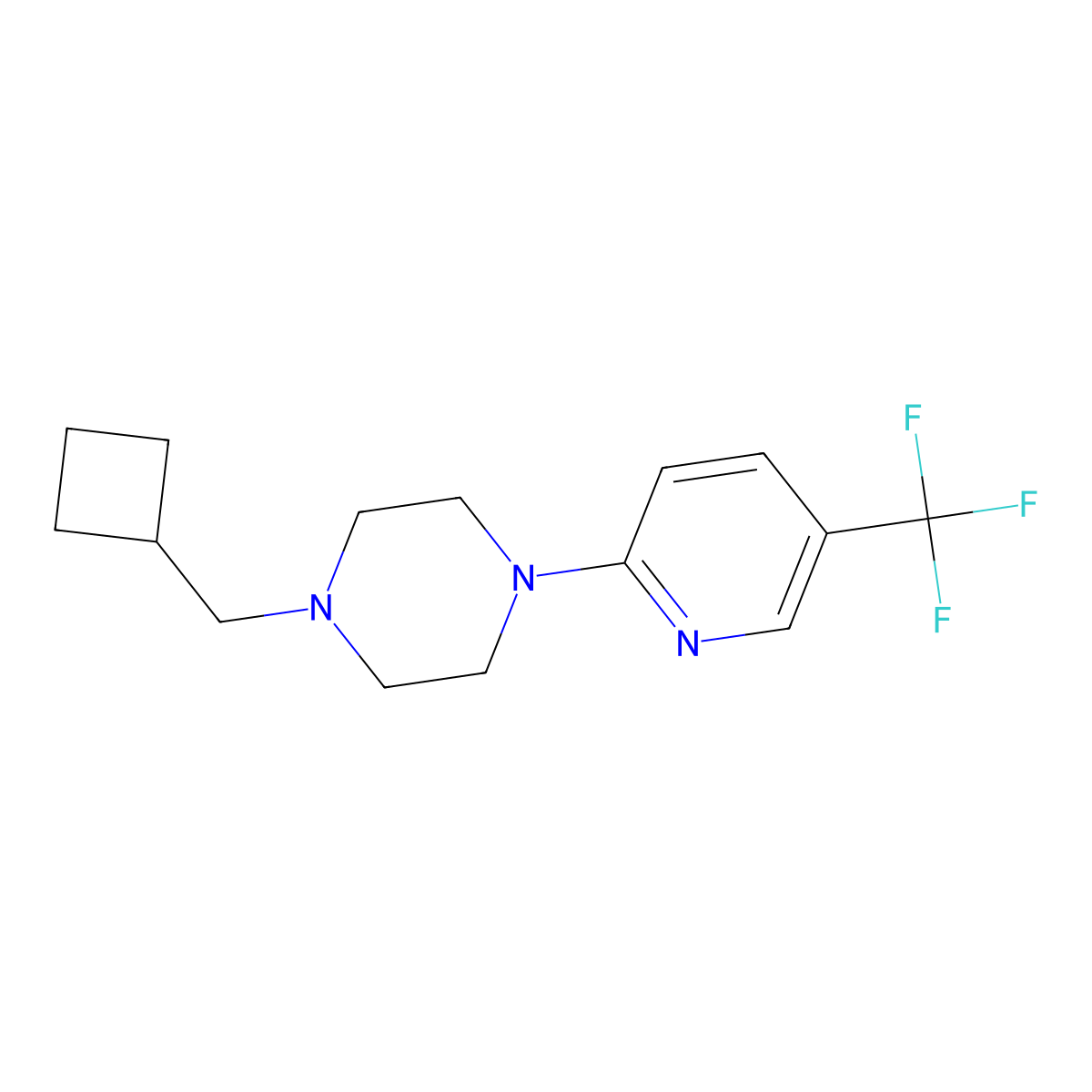 1-(Cyclobutylmethyl)-4-[5-(trifluoromethyl)pyridin-2-yl]piperazine molecular structure, CAS 2329289-37-2