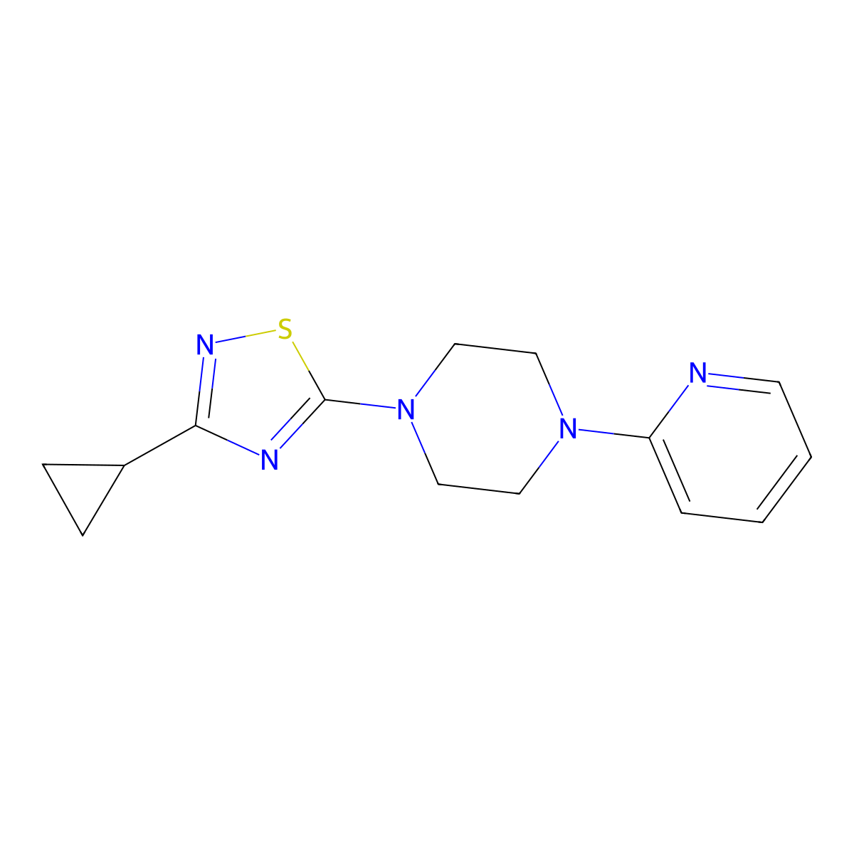 1-(3-Cyclopropyl-1,2,4-thiadiazol-5-yl)-4-(pyridin-2-yl)piperazine molecular structure, CAS 2329289-41-8