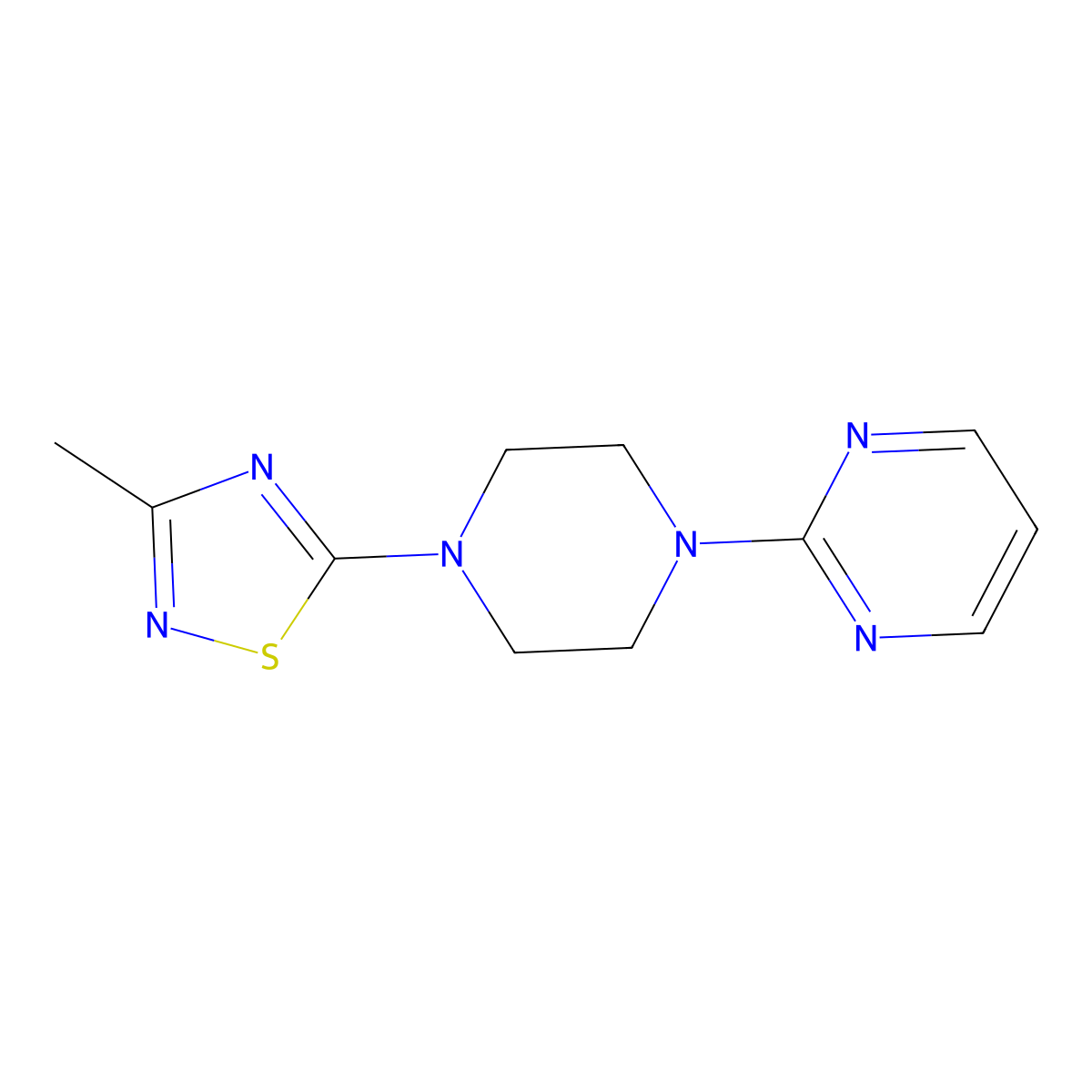 2-[4-(3-Methyl-1,2,4-thiadiazol-5-yl)piperazin-1-yl]pyrimidine molecular structure, CAS 2329289-80-5
