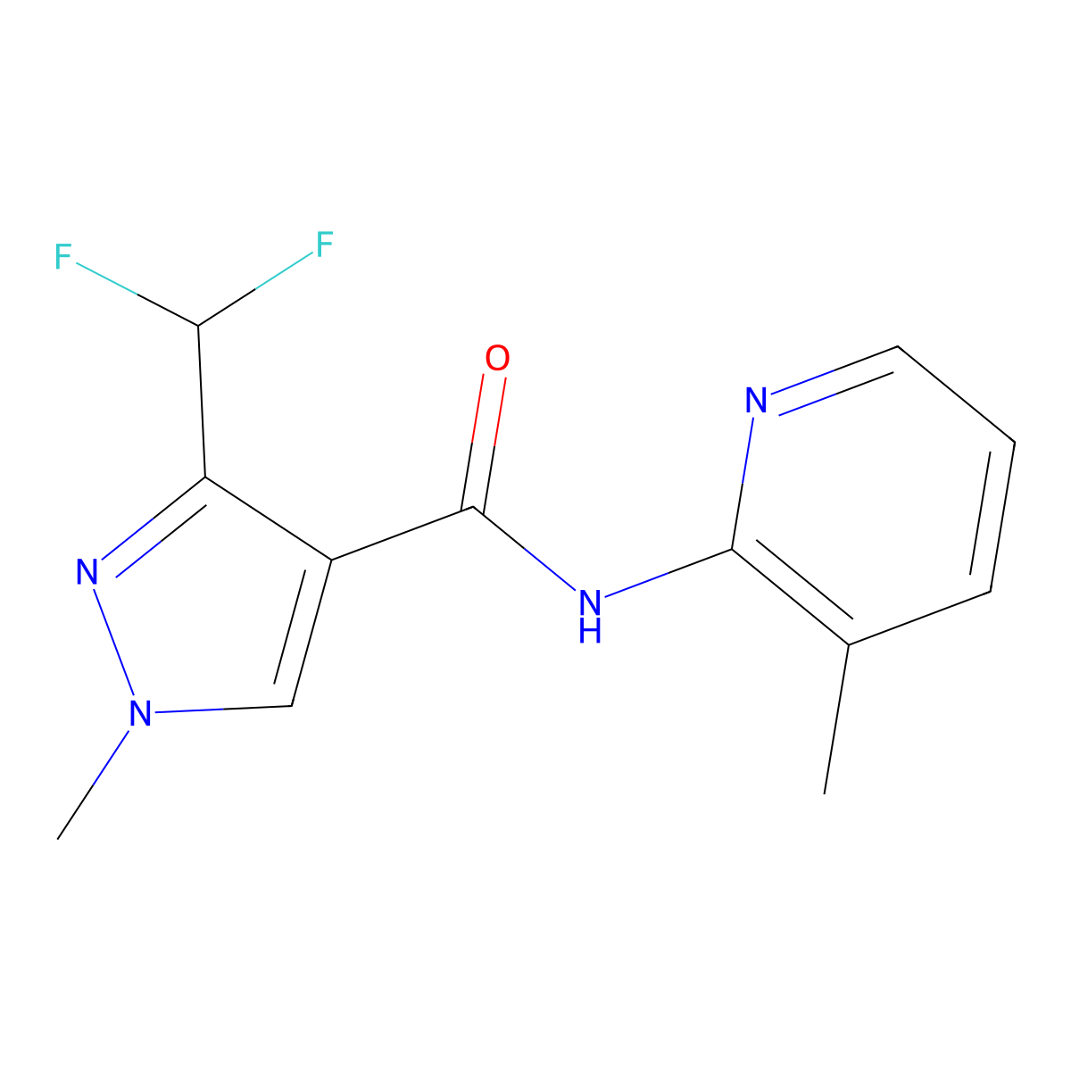 3-(difluoromethyl)-1-methyl-N-(3-methylpyridin-2-yl)-1H-pyrazole-4-carboxamide molecular structure, CAS 2329294-03-1