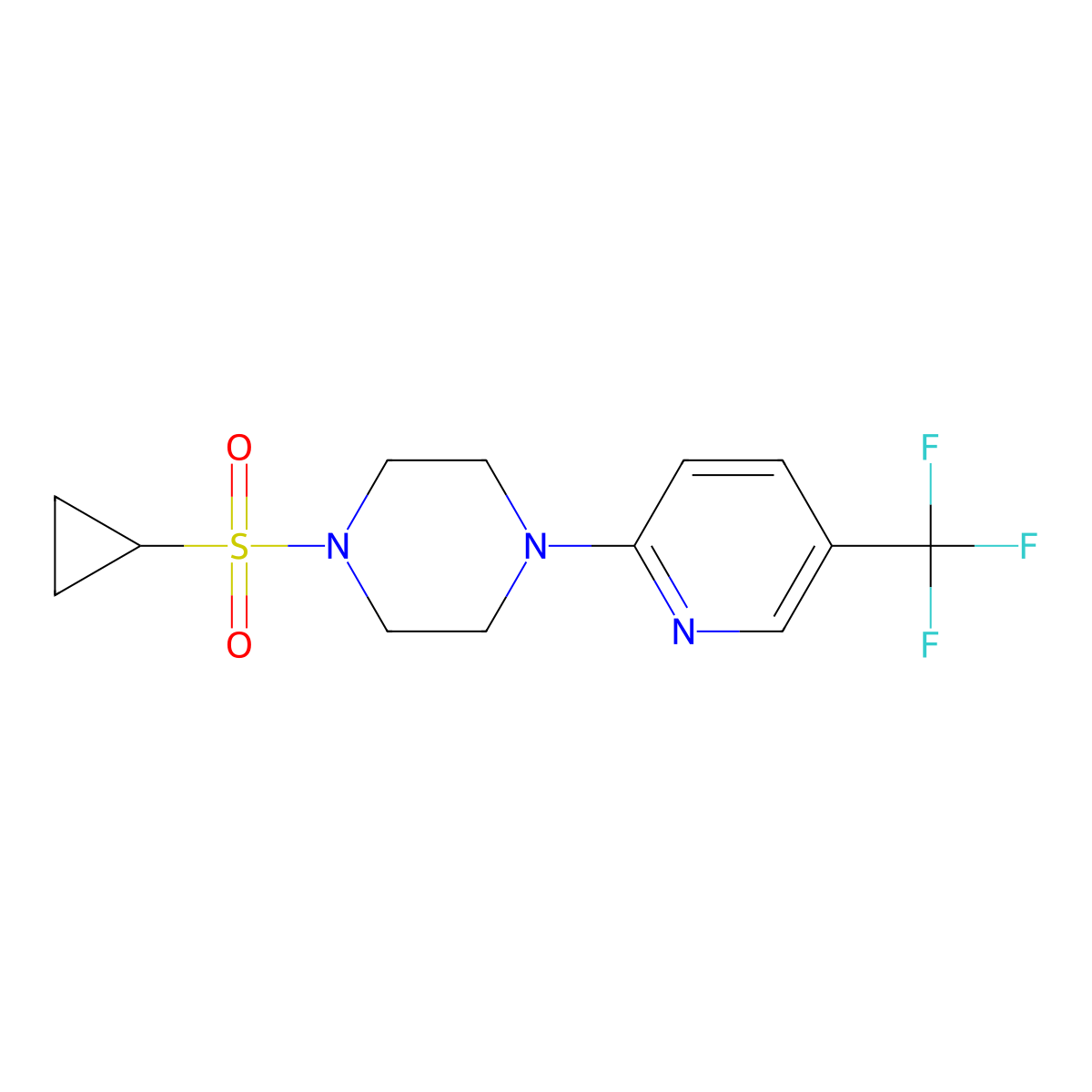 1-(Cyclopropanesulfonyl)-4-[5-(trifluoromethyl)pyridin-2-yl]piperazine molecular structure, CAS 2329294-32-6