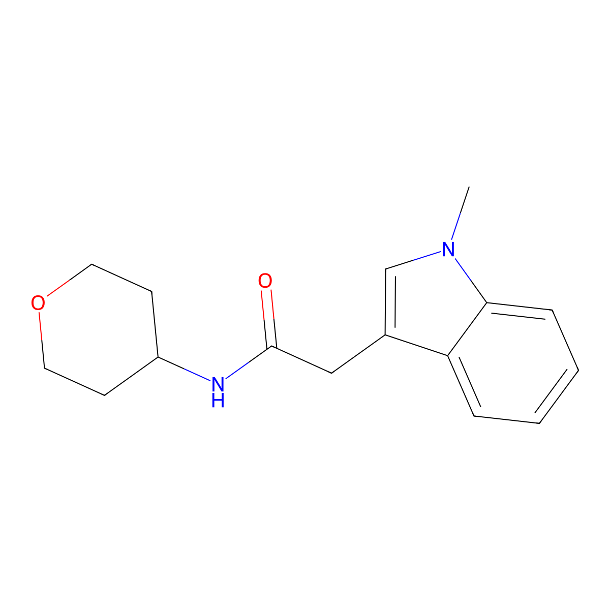 2-(1-methyl-1H-indol-3-yl)-N-(oxan-4-yl)acetamide molecular structure, CAS 2329295-29-4