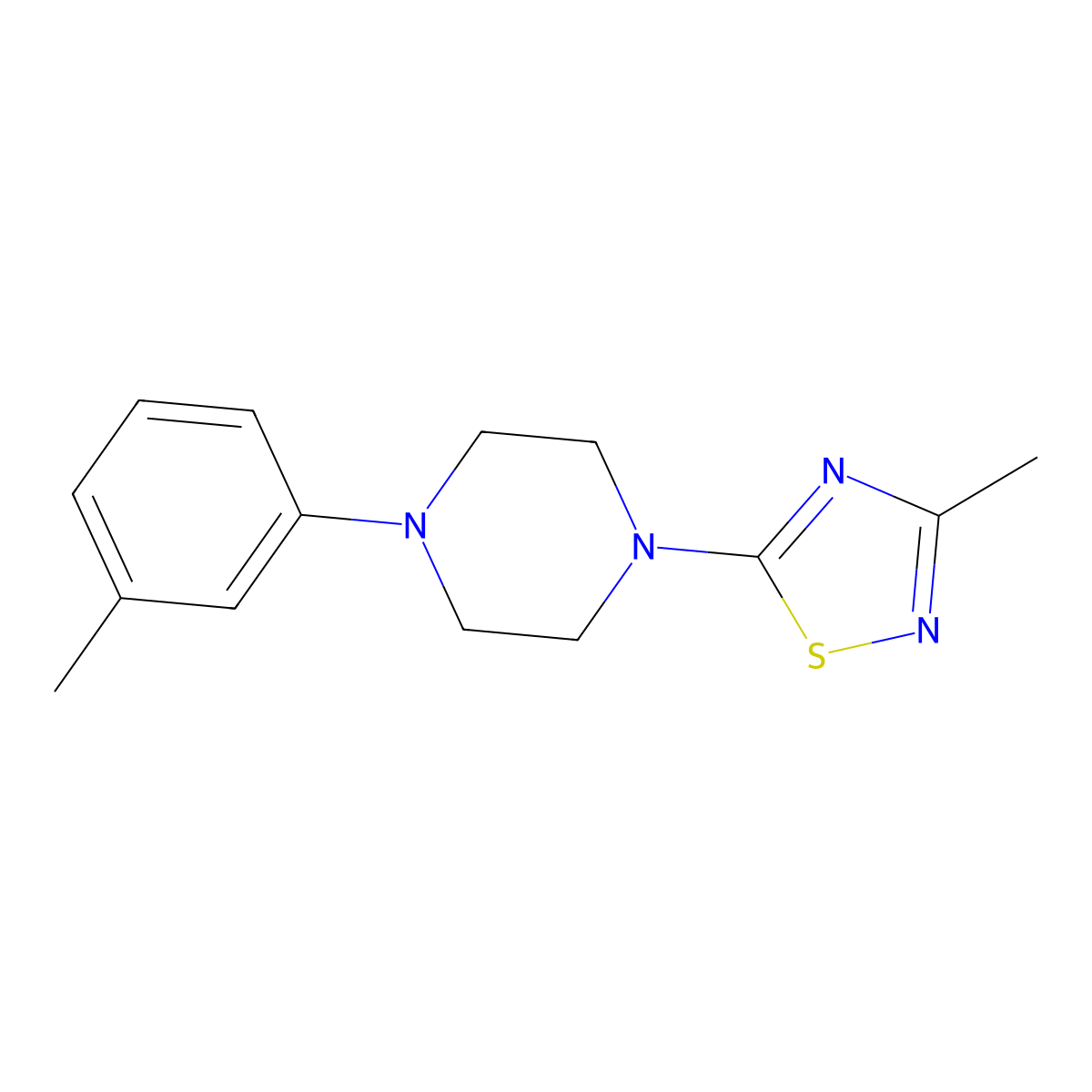 1-(3-Methyl-1,2,4-thiadiazol-5-yl)-4-(3-methylphenyl)piperazine molecular structure, CAS 2329296-18-4