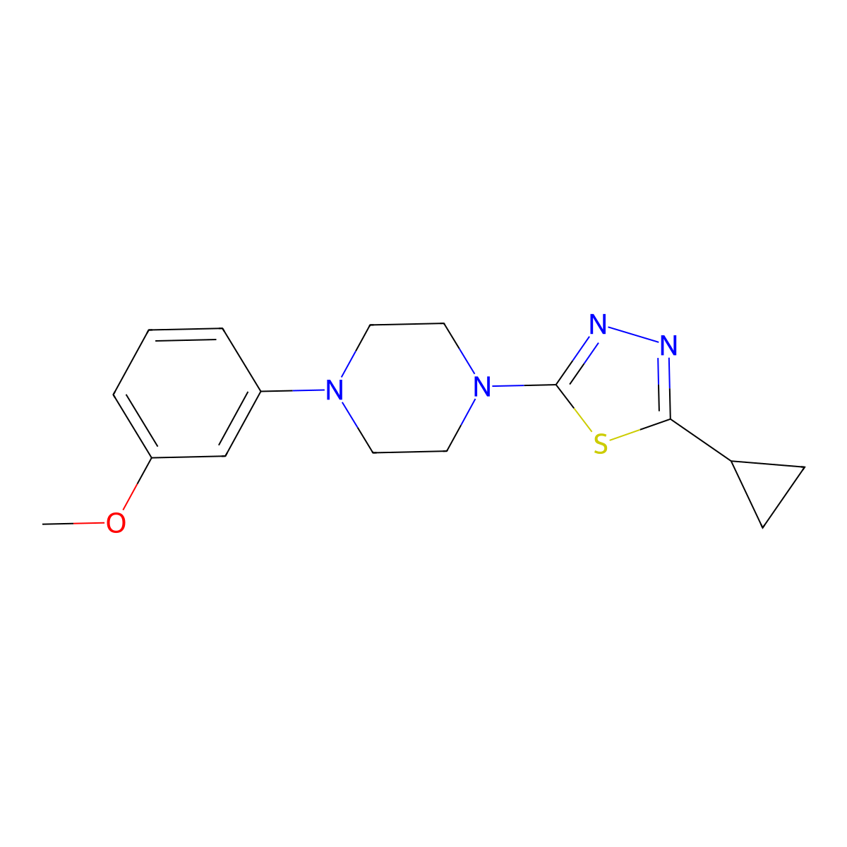 1-(5-Cyclopropyl-1,3,4-thiadiazol-2-yl)-4-(3-methoxyphenyl)piperazine molecular structure, CAS 2329297-17-6