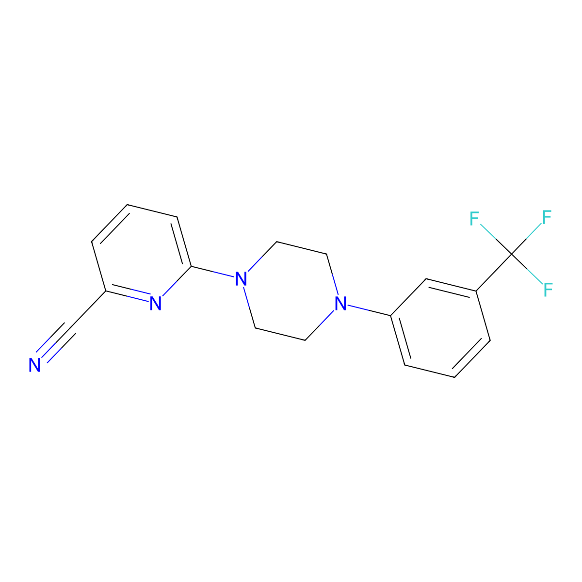 6-{4-[3-(Trifluoromethyl)phenyl]piperazin-1-yl}pyridine-2-carbonitrile molecular structure, CAS 2329298-43-1