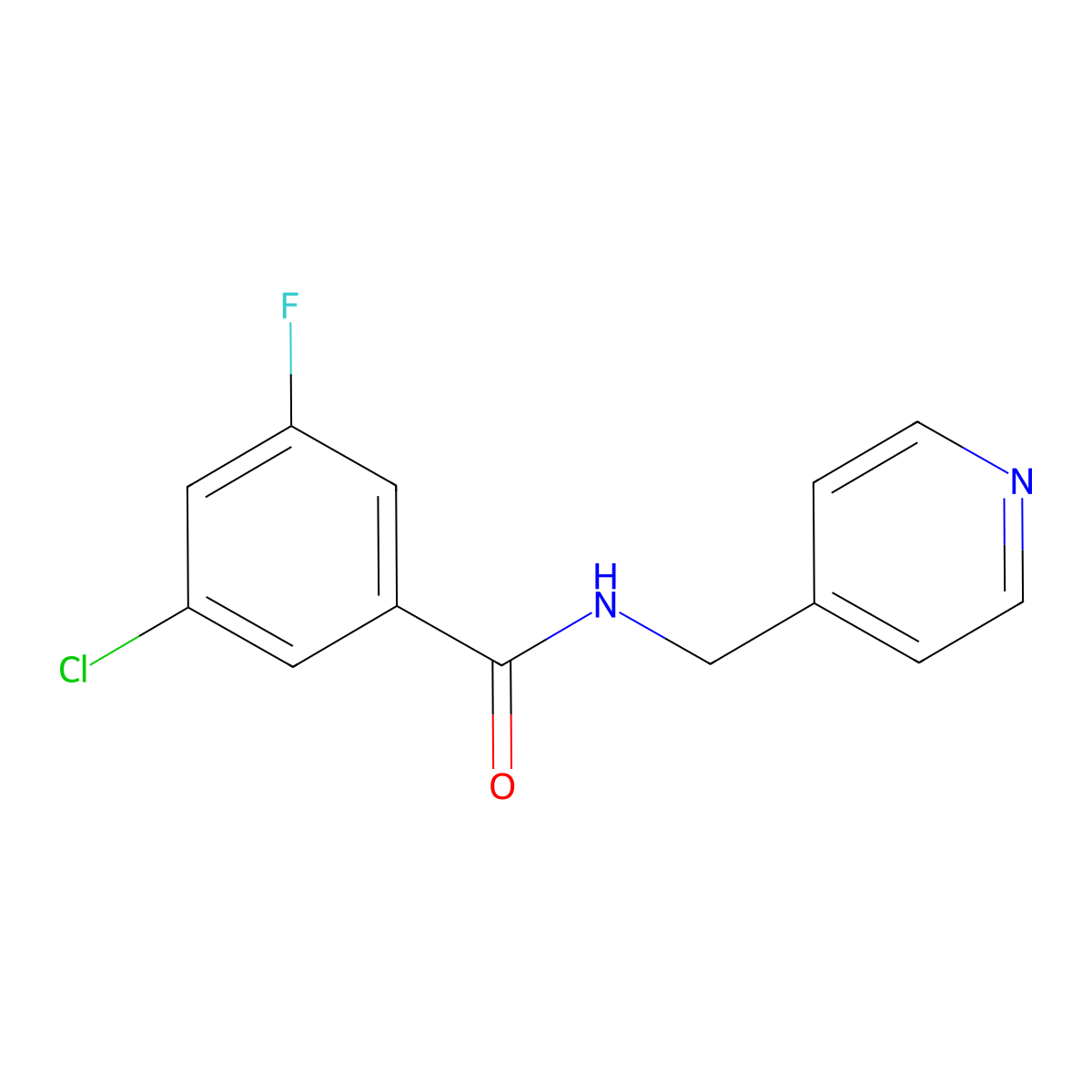 3-chloro-5-fluoro-N-[(pyridin-4-yl)methyl]benzamide molecular structure, CAS 2329302-43-2