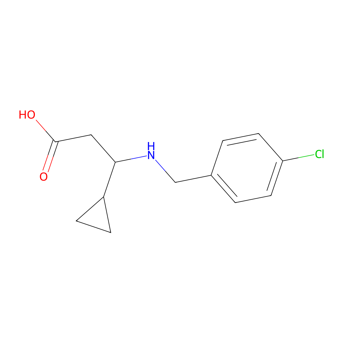 3-{[(4-Chlorophenyl)methyl]amino}-3-cyclopropylpropanoic acid molecular structure, CAS 2329302-81-8