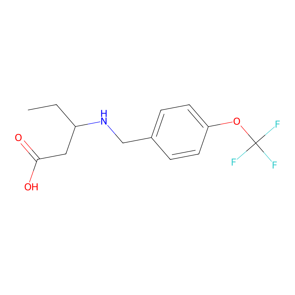 3-({[4-(Trifluoromethoxy)phenyl]methyl}amino)pentanoic acid molecular structure, CAS 2329303-04-8