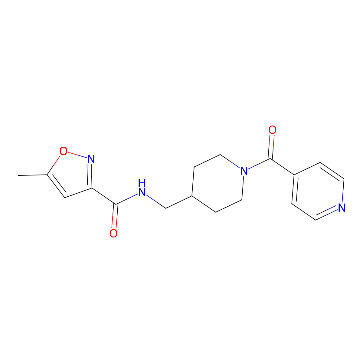 N-((1-isonicotinoylpiperidin-4-yl)methyl)-5-methylisoxazole-3-carboxamide molecular structure, CAS 2329303-09-3