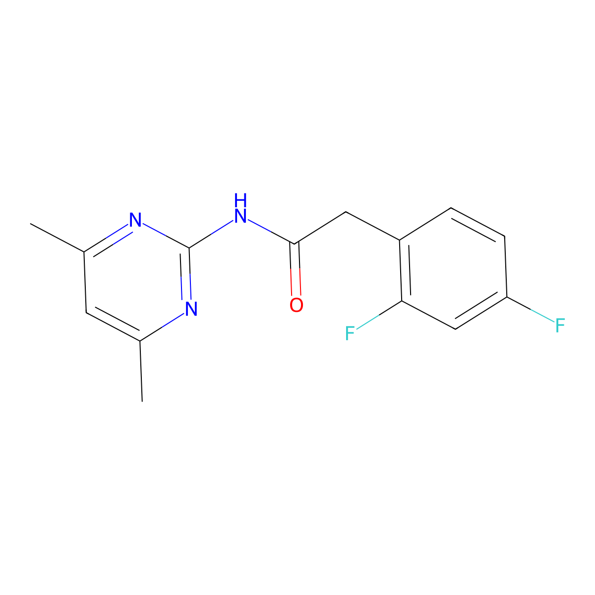 2-(2,4-difluorophenyl)-N-(4,6-dimethylpyrimidin-2-yl)acetamide molecular structure, CAS 2329306-65-0