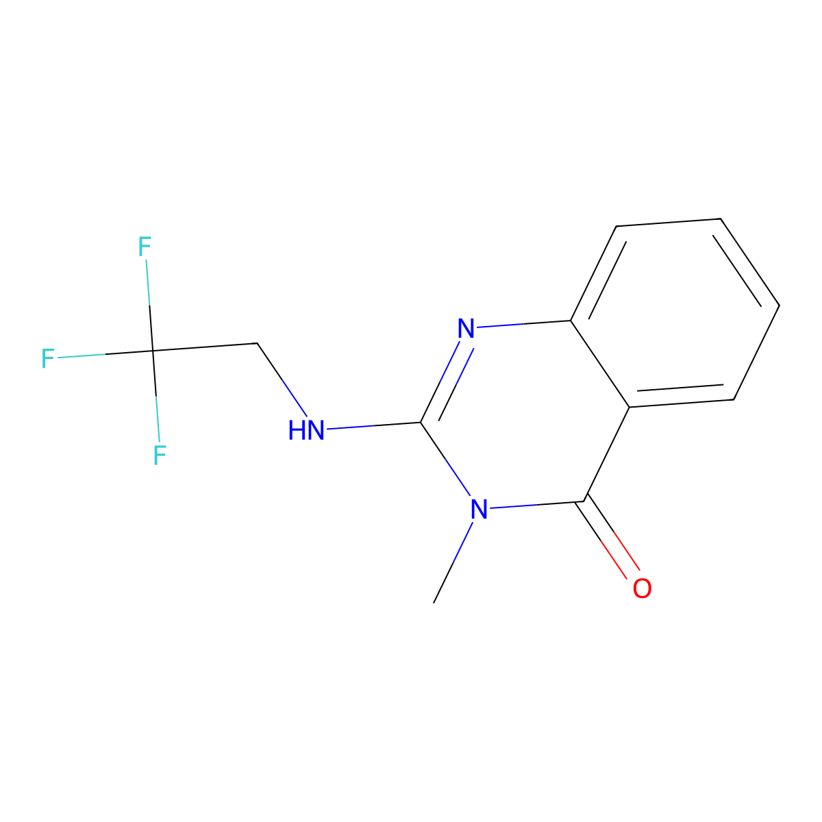 3-Methyl-2-[(2,2,2-trifluoroethyl)amino]-3,4-dihydroquinazolin-4-one molecular structure, CAS 2329310-06-5