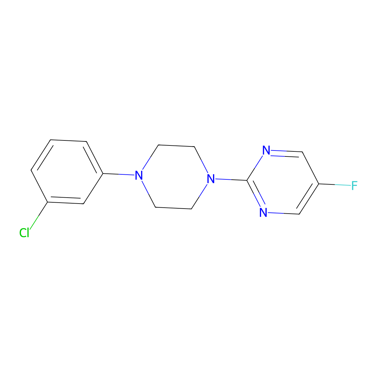 2-[4-(3-Chlorophenyl)piperazin-1-yl]-5-fluoropyrimidine molecular structure, CAS 2329317-58-8
