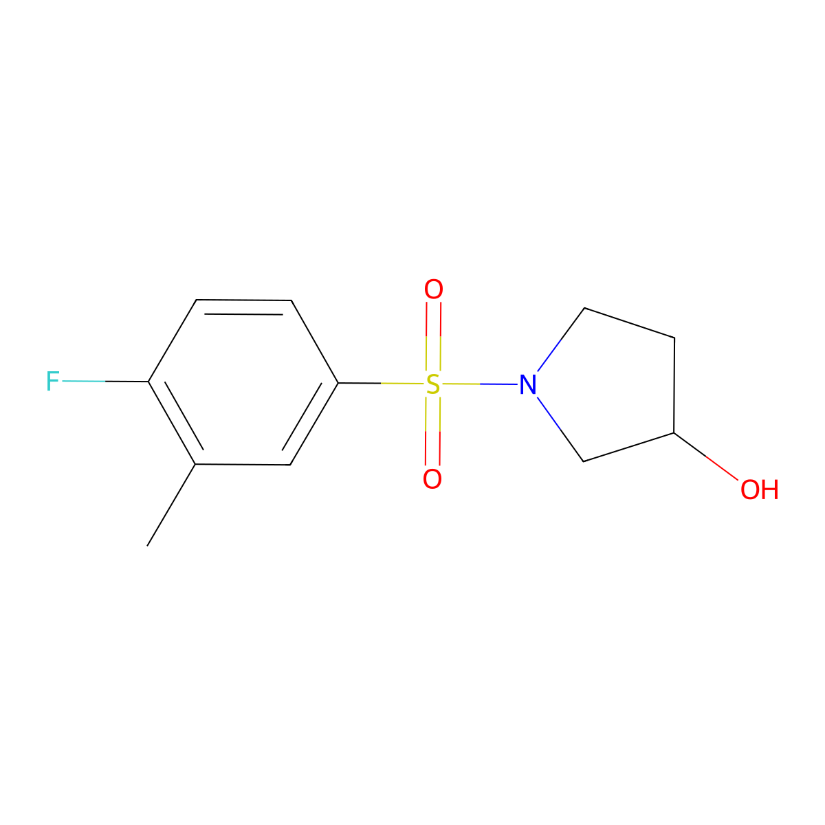 1-(4-Fluoro-3-methylbenzenesulfonyl)pyrrolidin-3-ol molecular structure, CAS 2329319-37-9