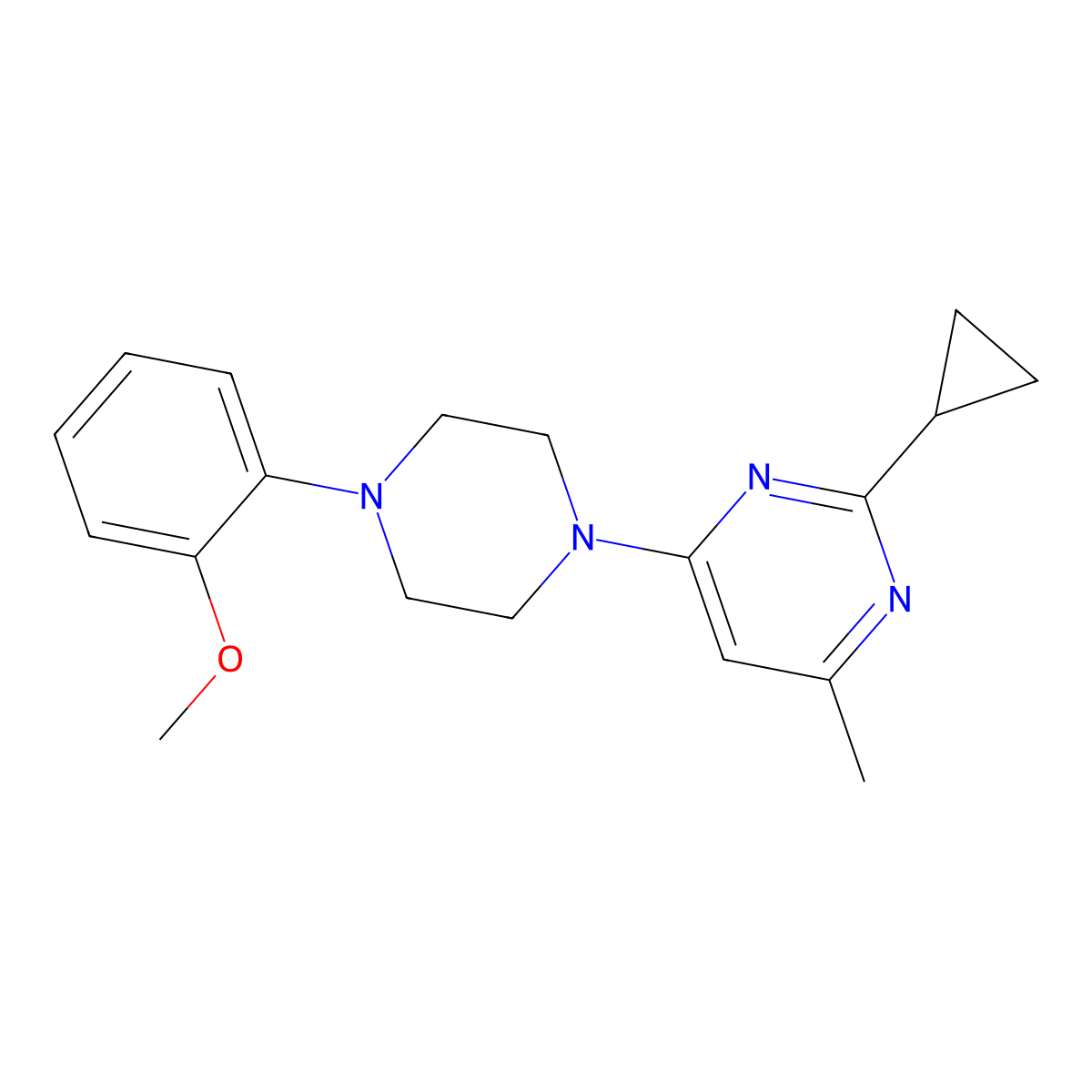 2-Cyclopropyl-4-[4-(2-methoxyphenyl)piperazin-1-yl]-6-methylpyrimidine molecular structure, CAS 2329322-96-3