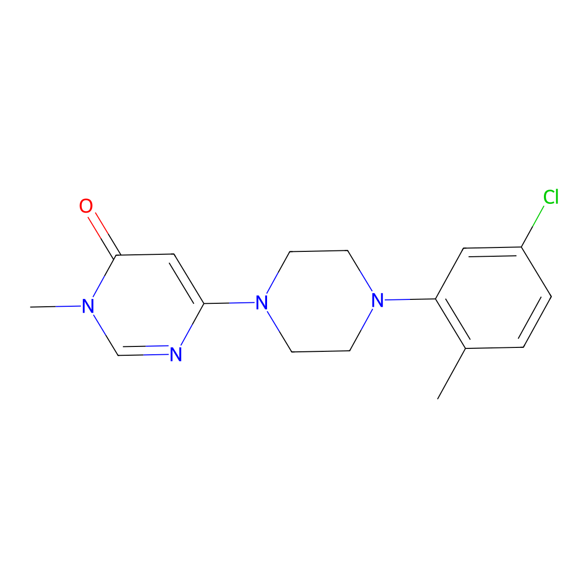 6-[4-(5-Chloro-2-methylphenyl)piperazin-1-yl]-3-methyl-3,4-dihydropyrimidin-4-one molecular structure, CAS 2329325-52-0