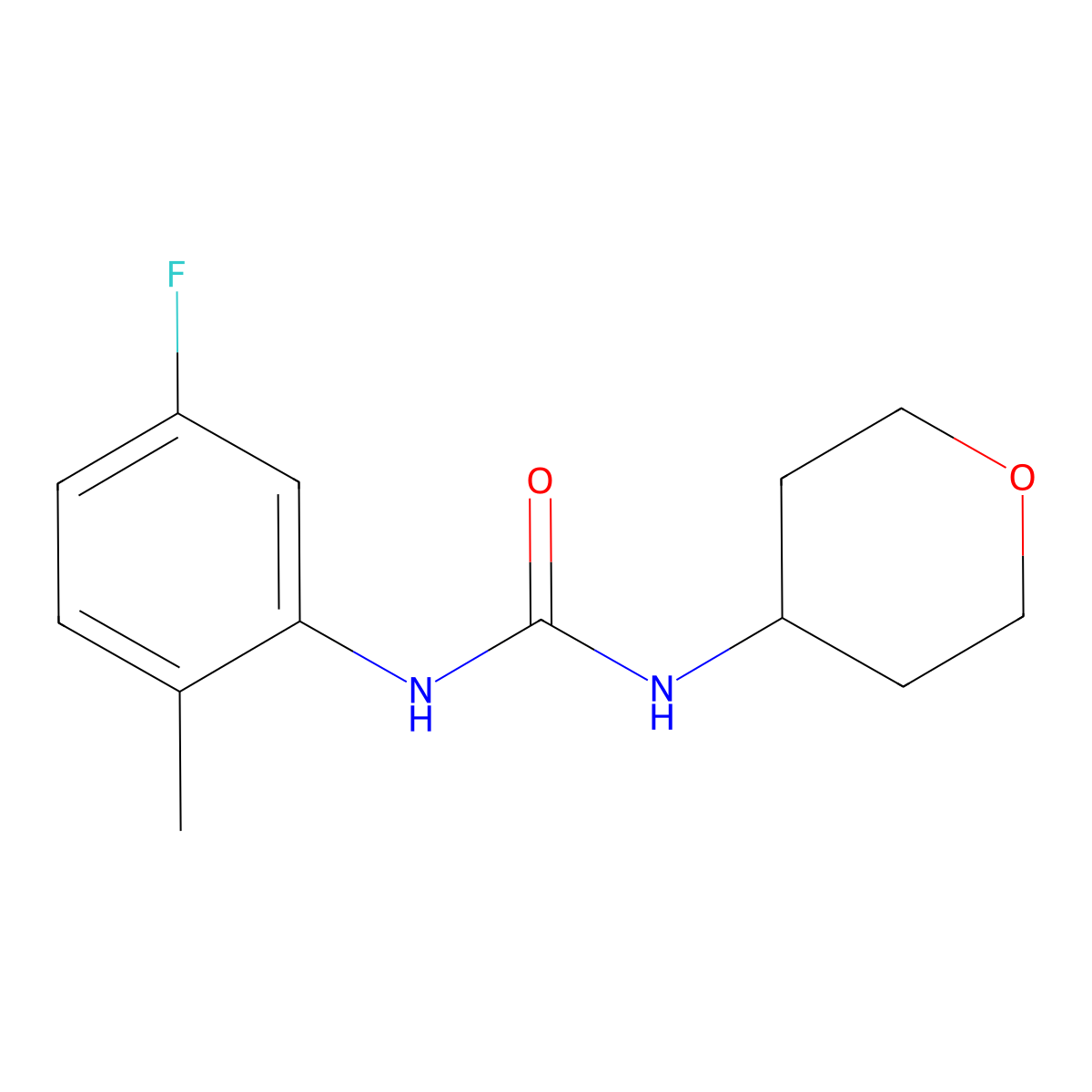 3-(5-Fluoro-2-methylphenyl)-1-(oxan-4-yl)urea molecular structure, CAS 2329325-71-3