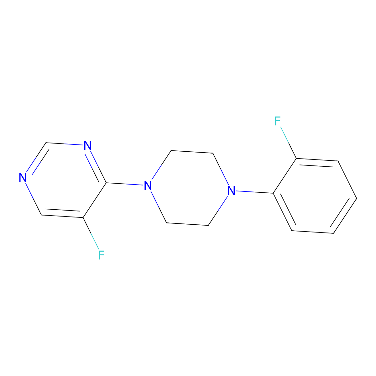 5-Fluoro-4-[4-(2-fluorophenyl)piperazin-1-yl]pyrimidine molecular structure, CAS 2329327-49-1