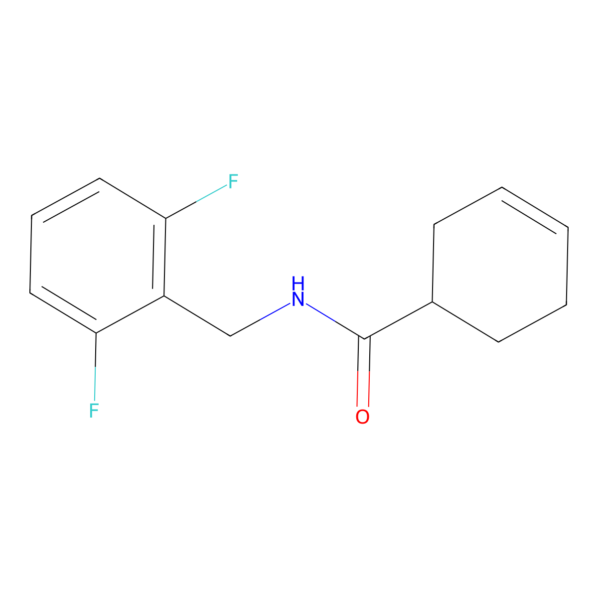 N-[(2,6-Difluorophenyl)methyl]cyclohex-3-ene-1-carboxamide molecular structure, CAS 2329328-04-1