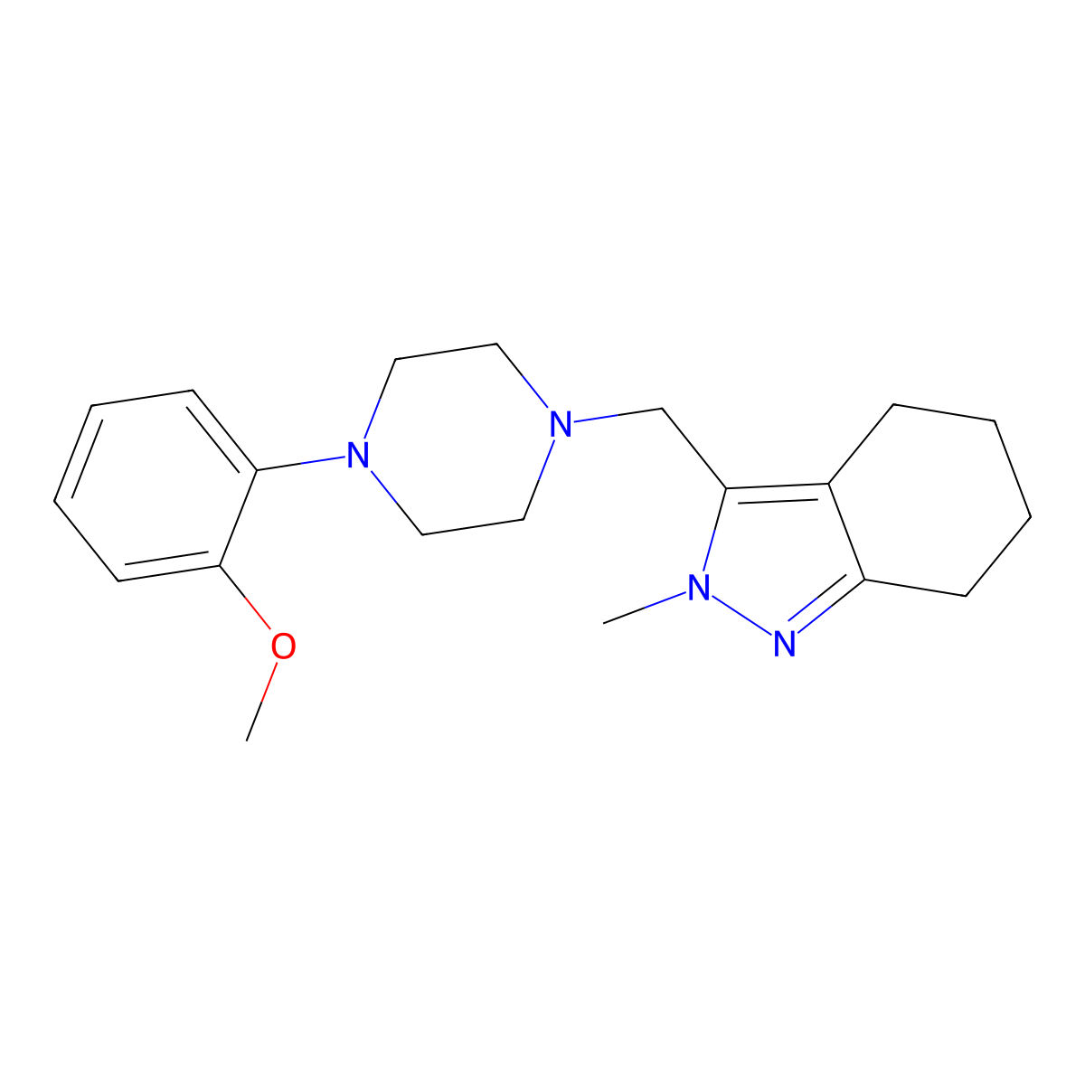 3-{[4-(2-methoxyphenyl)piperazin-1-yl]methyl}-2-methyl-4,5,6,7-tetrahydro-2H-indazole molecular structure, CAS 2329328-86-9