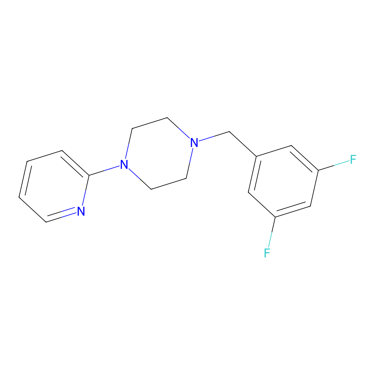 1-[(3,5-Difluorophenyl)methyl]-4-(pyridin-2-yl)piperazine molecular structure, CAS 2329331-32-8