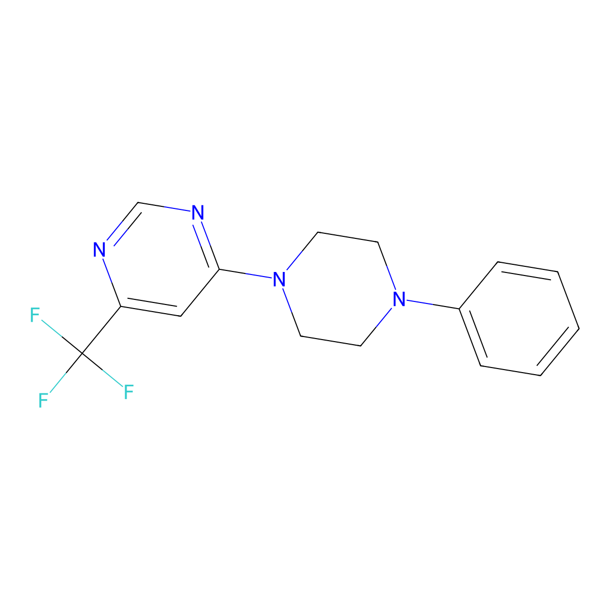 4-(4-Phenylpiperazin-1-yl)-6-(trifluoromethyl)pyrimidine molecular structure, CAS 2329332-32-1