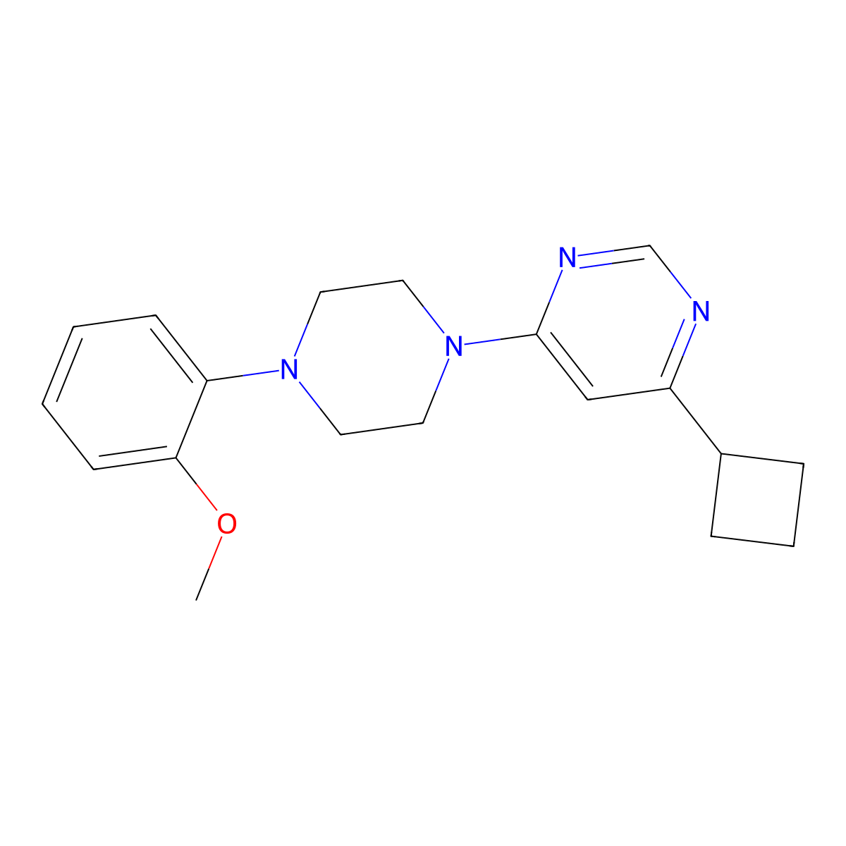 4-Cyclobutyl-6-[4-(2-methoxyphenyl)piperazin-1-yl]pyrimidine molecular structure, CAS 2329332-87-6