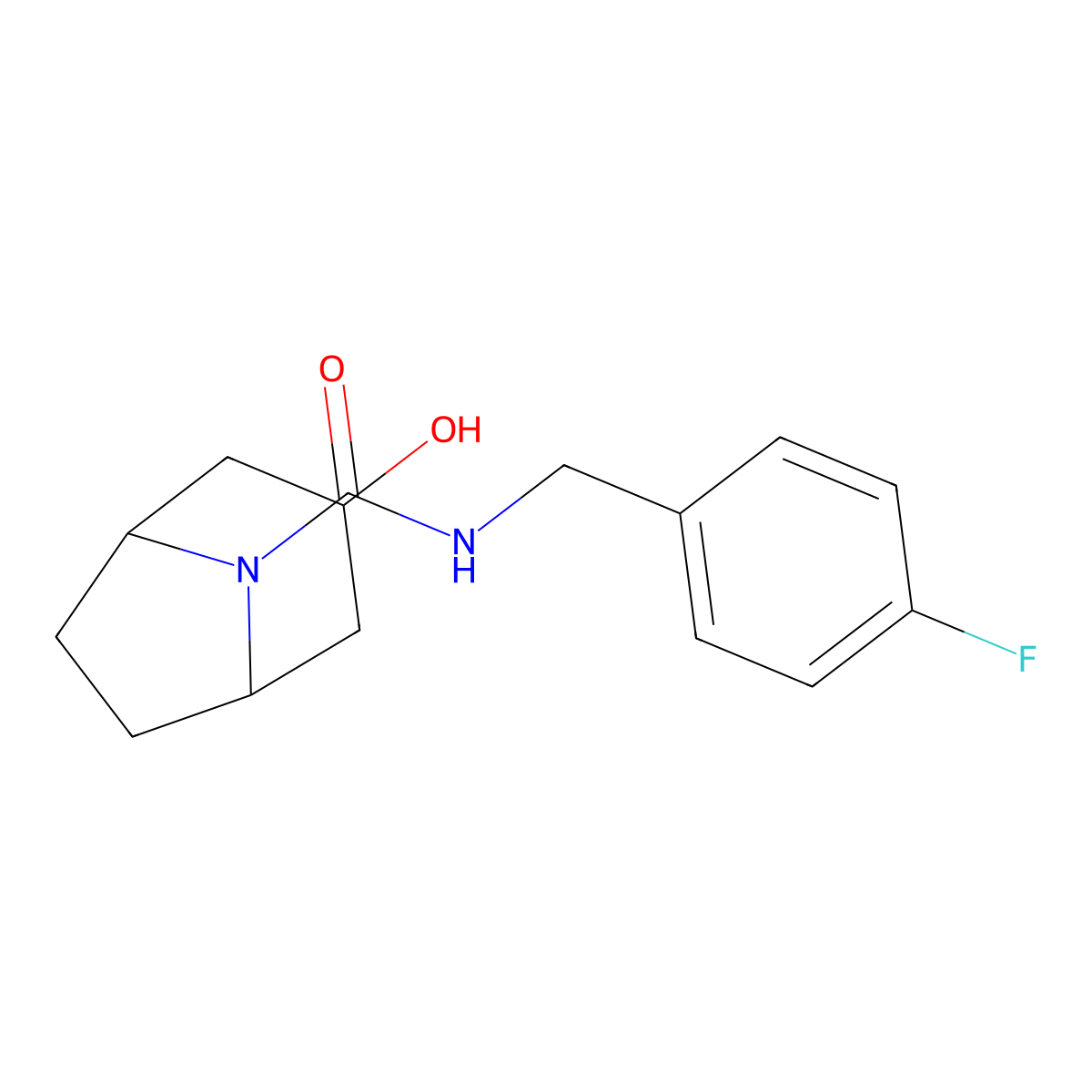 N-[(4-fluorophenyl)methyl]-3-hydroxy-8-azabicyclo[3.2.1]octane-8-carboxamide molecular structure, CAS 2329333-83-5