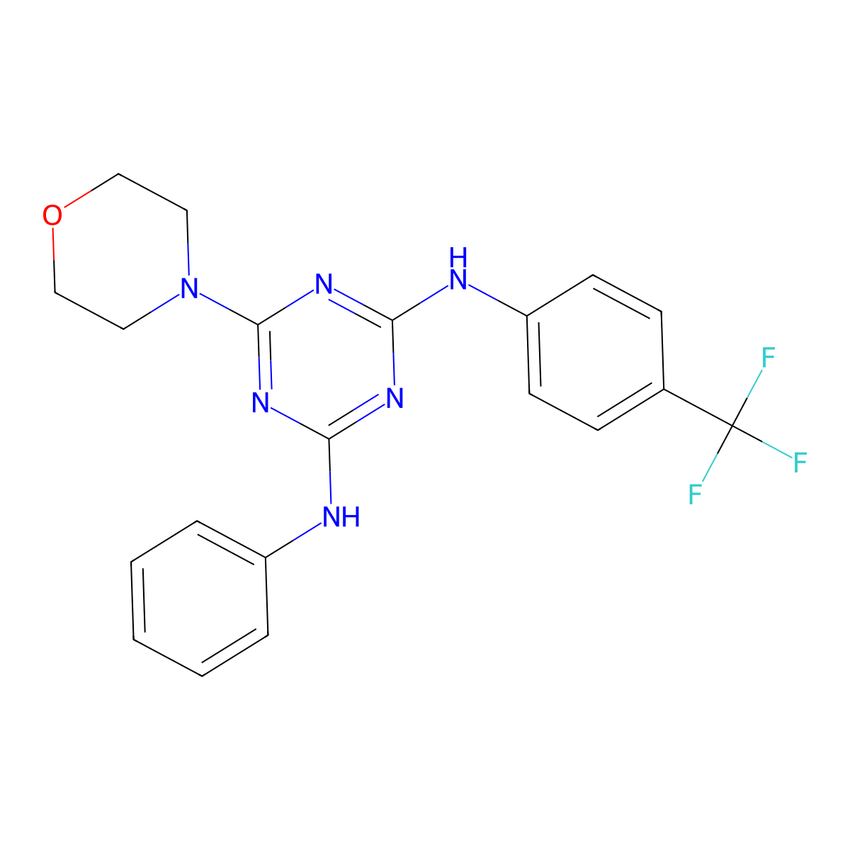 6-morpholino-N2-phenyl-N4-(4-(trifluoromethyl)phenyl)-1,3,5-triazine-2,4-diamine molecular structure, CAS 232935-36-3
