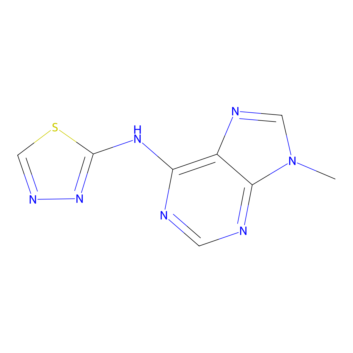 9-methyl-N-(1,3,4-thiadiazol-2-yl)-9H-purin-6-amine molecular structure, CAS 2329355-52-2