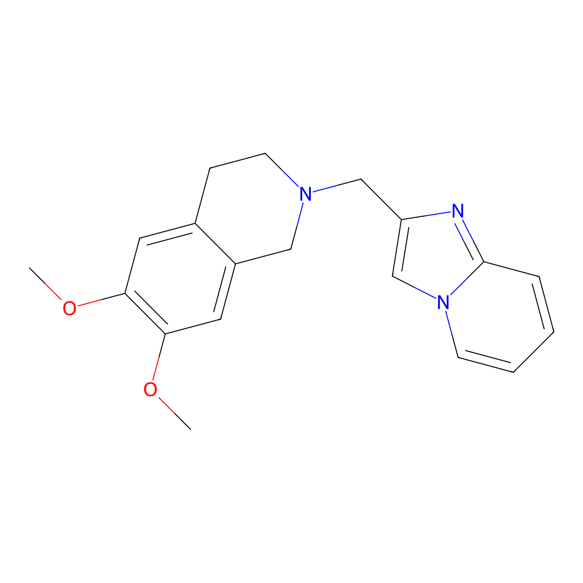 2-({Imidazo[1,2-a]pyridin-2-yl}methyl)-6,7-dimethoxy-1,2,3,4-tetrahydroisoquinoline molecular structure, CAS 2329367-58-8