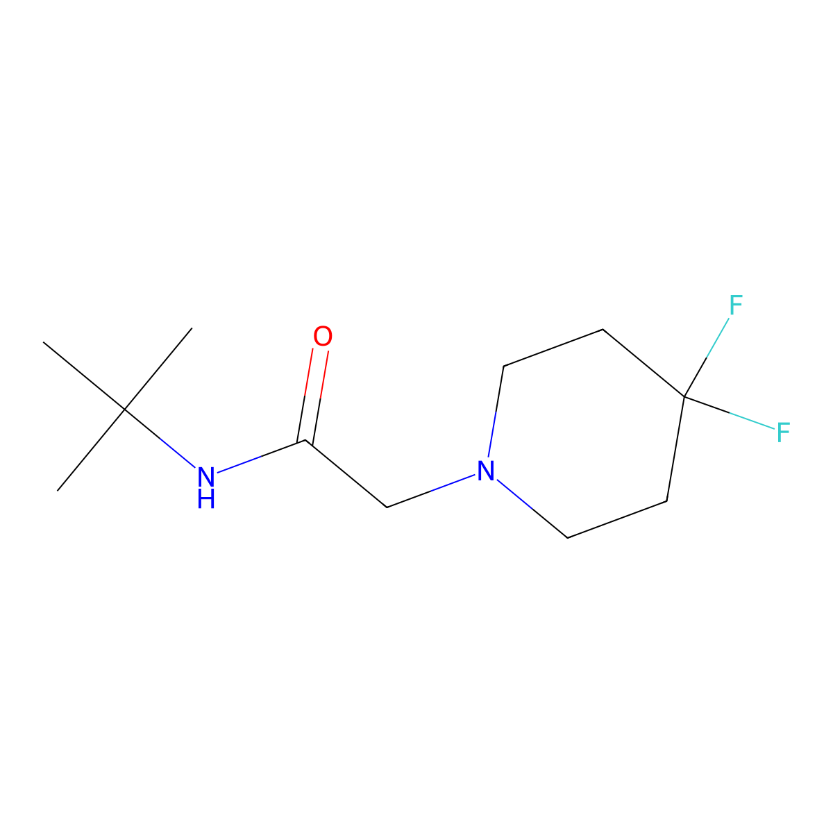 N-(tert-butyl)-2-(4,4-difluoropiperidin-1-yl)acetamide molecular structure, CAS 2329392-30-3