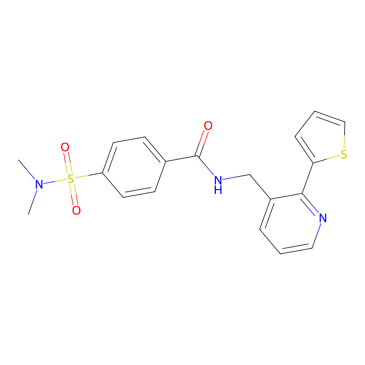 4-(dimethylsulfamoyl)-N-{[2-(thiophen-2-yl)pyridin-3-yl]methyl}benzamide molecular structure, CAS 2329395-79-9