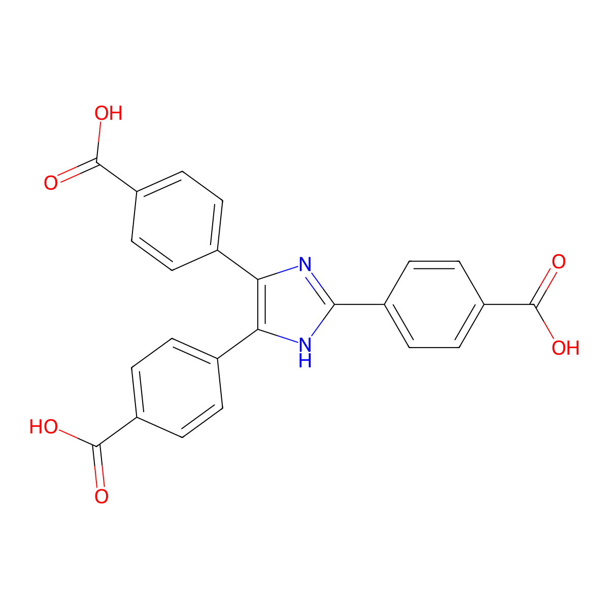 4,4',4''-(1H-Imidazole-2,4,5-triyl)tribenzoic acid molecular structure, CAS 2329408-06-0