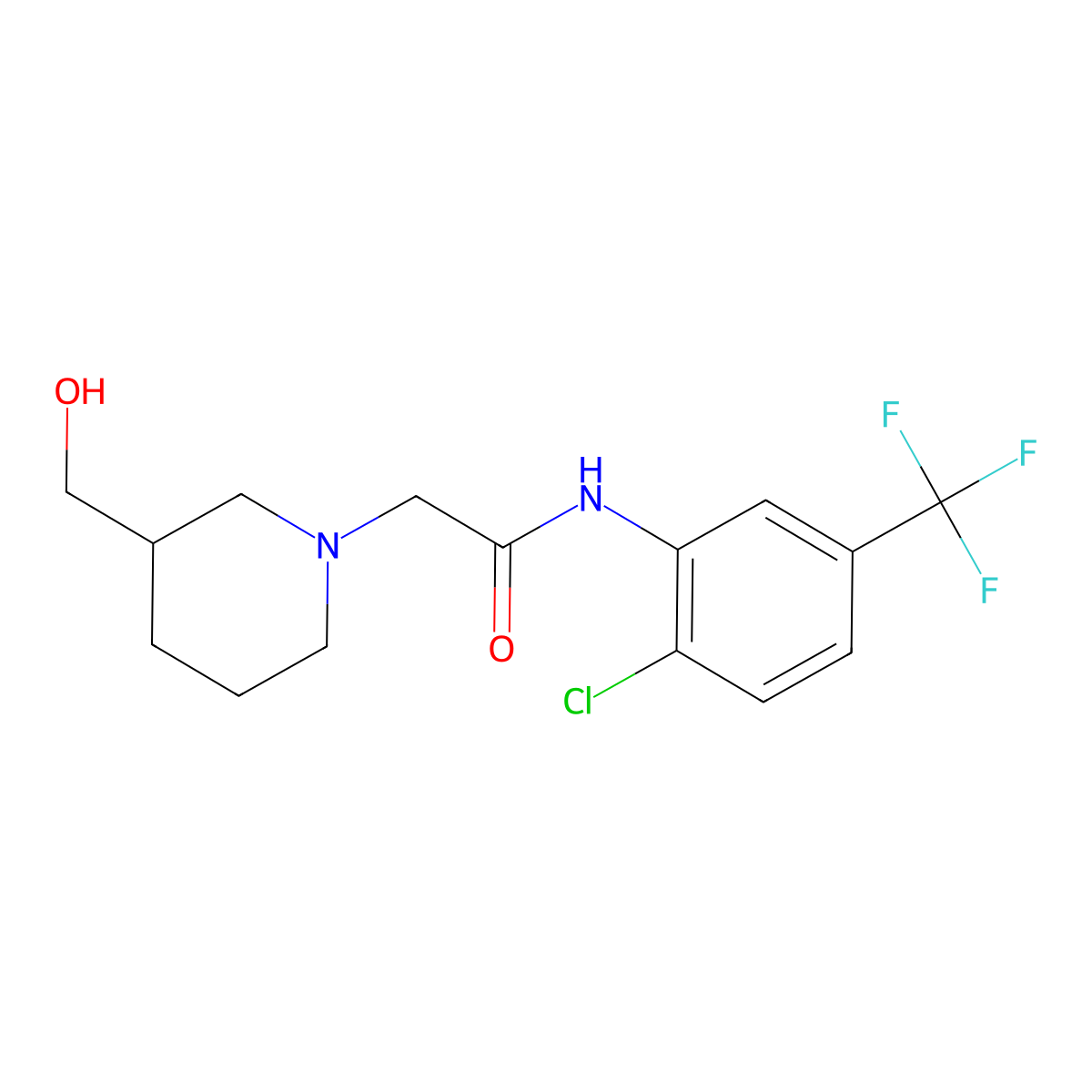 N-[2-chloro-5-(trifluoromethyl)phenyl]-2-[3-(hydroxymethyl)piperidin-1-yl]acetamide molecular structure, CAS 2329420-37-1